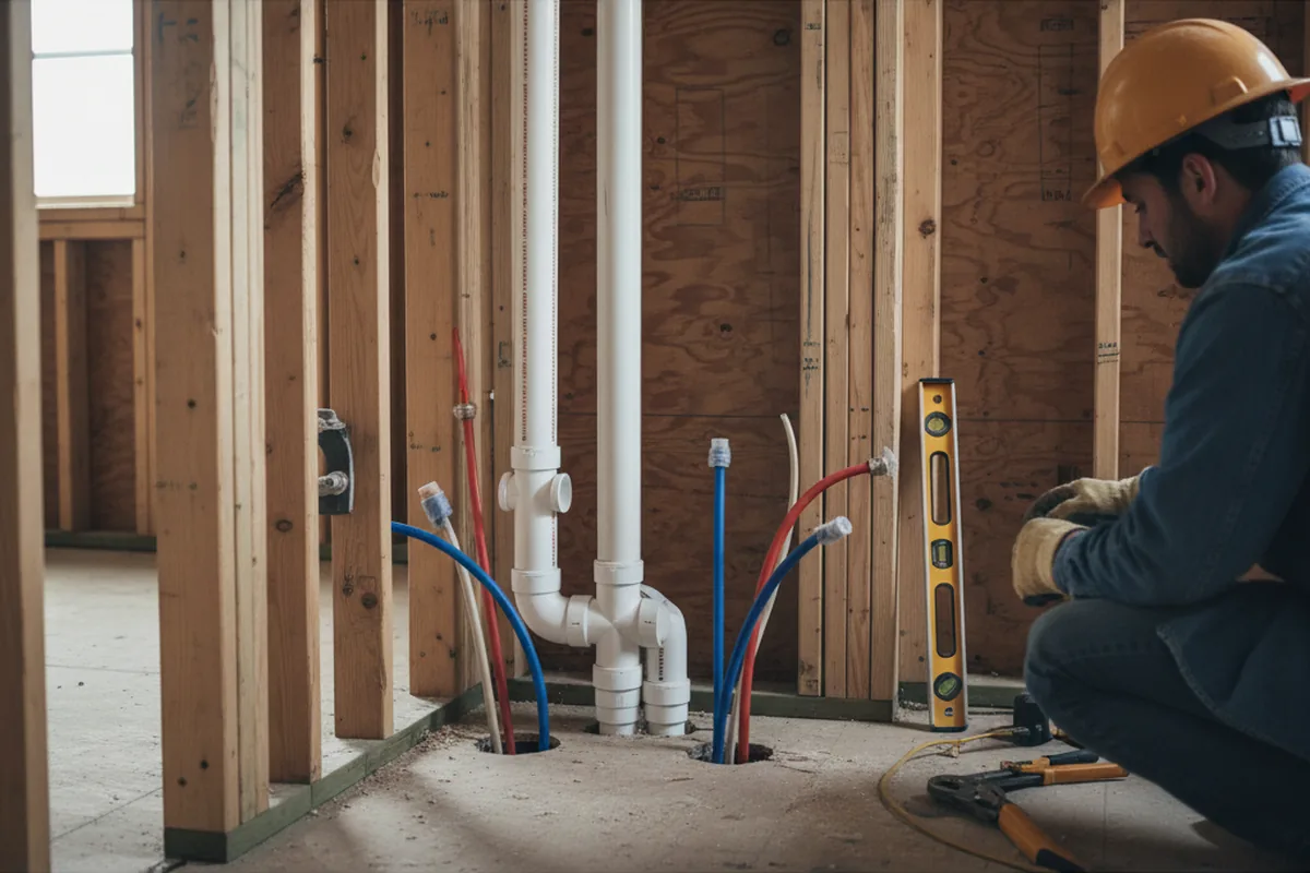 Drain and supply rough-in during Toilet Repair and Installation in Wheeling