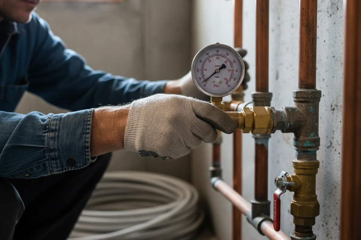 Pressure testing a repaired line during Water Line Repair in Wheeling